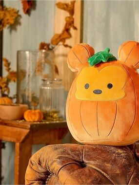 Disney Mickey Mouse Pumpkin Squishmallow Plush 11 inch with Green Leaf